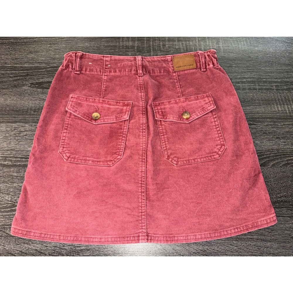 American Eagle Corduroy Mini Skirt Super Stretch A-Line Skater 90s Style Size 2 - Picture 5 of 8